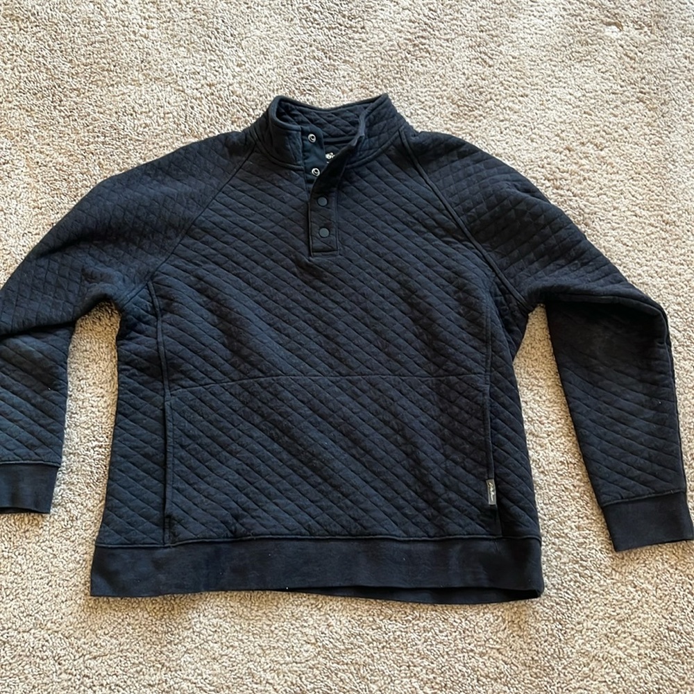 Eddie Bauer Mens Midweight Quarter Snap Mock Quilted Pullover Large Charcoal